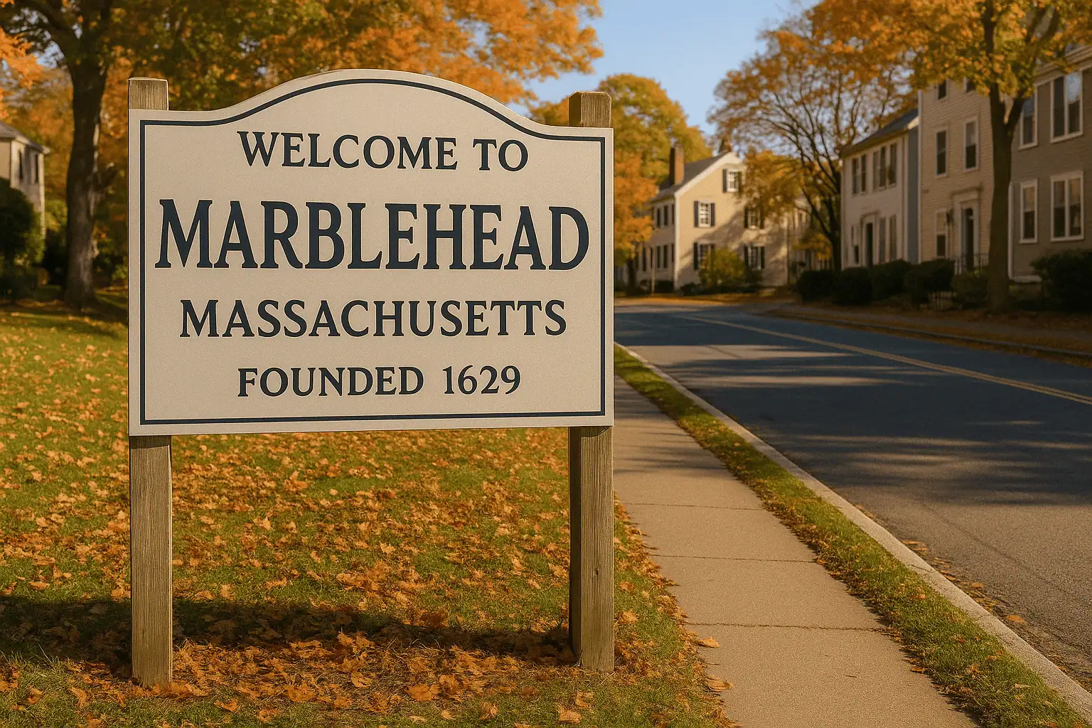 “Welcome to Marblehead” sign in Massachusetts near Trash Titans Junk Removal service area
